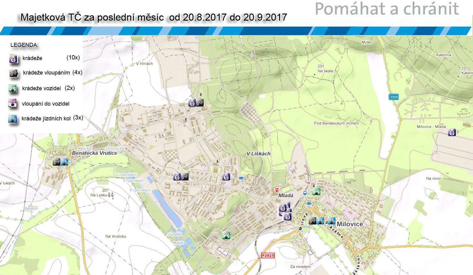 Mapa majetkové trestné činnosti za měsíc září